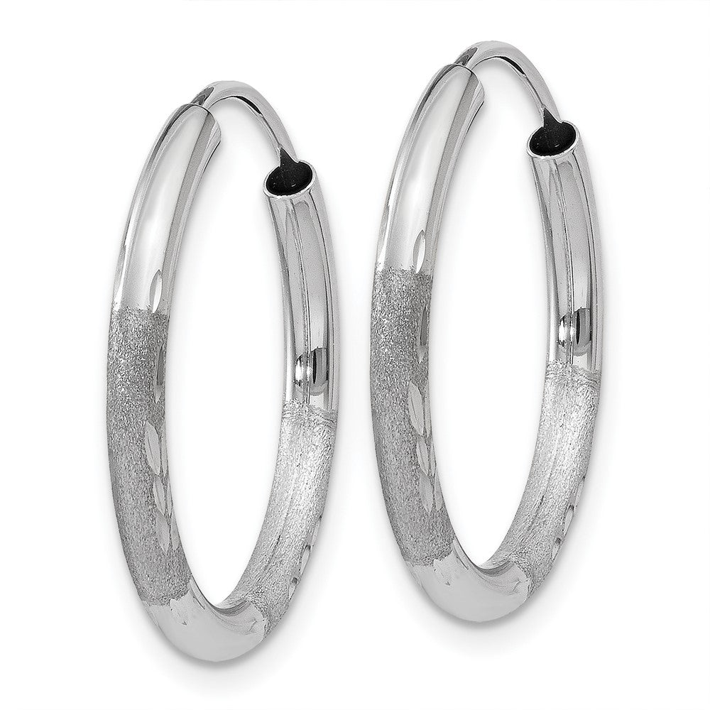 14K Weißgold 2mm Diamantiert Endlos Creolen