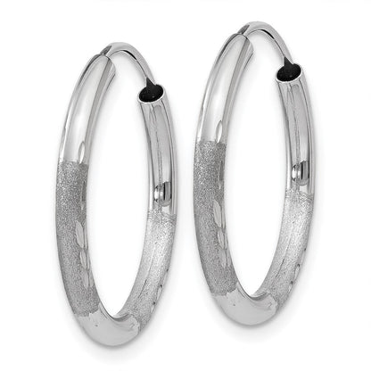 14K Weißgold 2mm Diamantiert Endlos Creolen