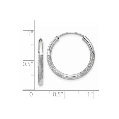 14K Weißgold 2mm Diamantiert Endlos Creolen
