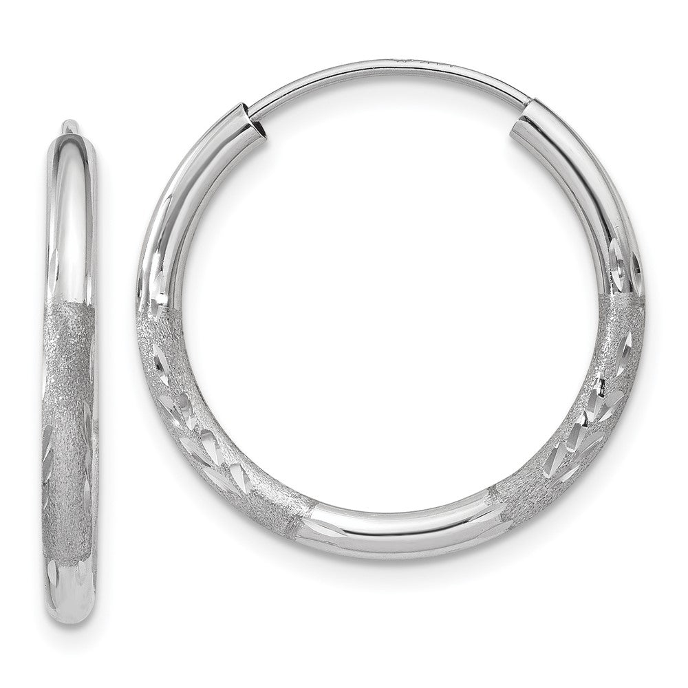 14K Weißgold 2mm Diamantiert Endlos Creolen