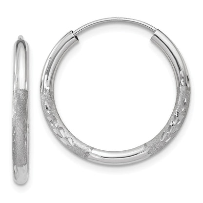 14K Weißgold 2mm Diamantiert Endlos Creolen