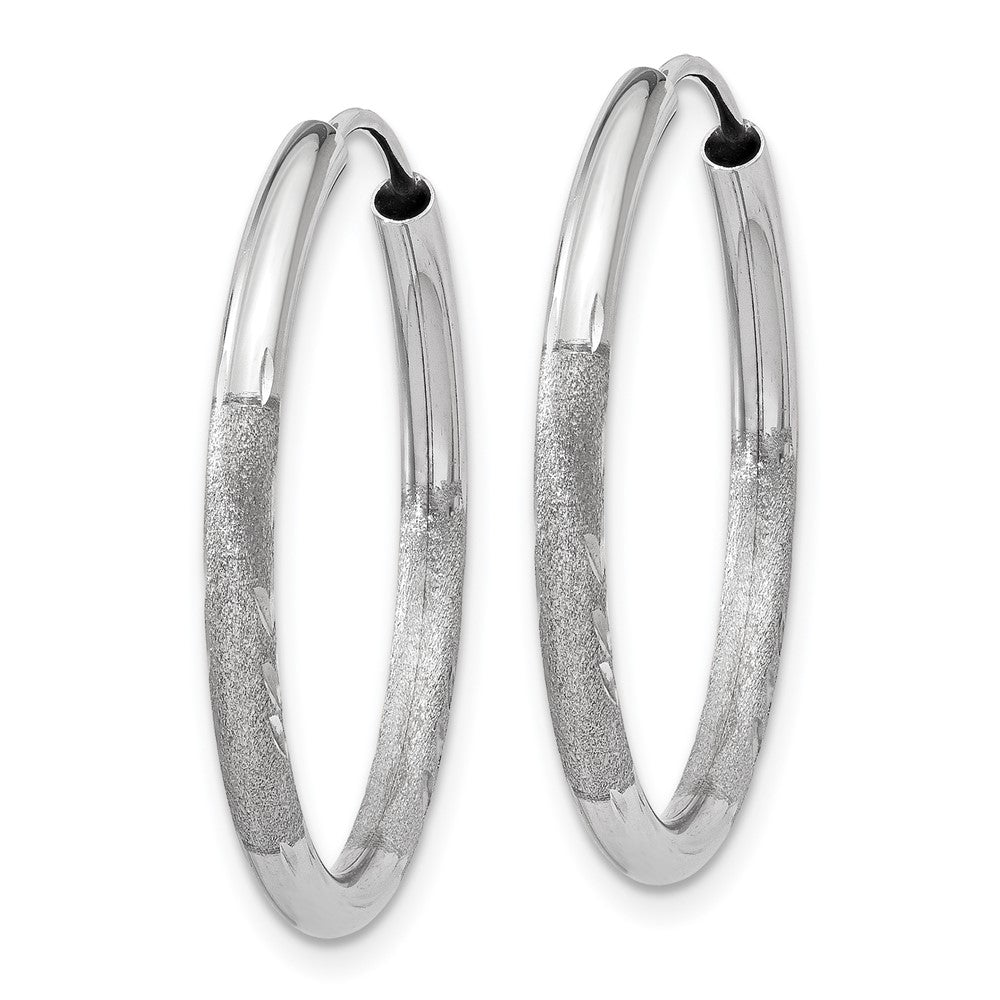 14K Weißgold 2mm Diamantiert Endlos Creolen