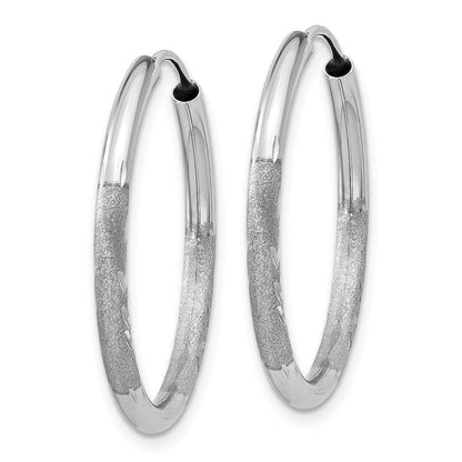 14K Weißgold 2mm Diamantiert Endlos Creolen