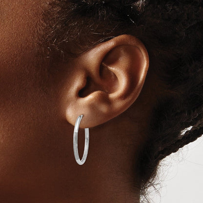 14K Weißgold 2mm Diamantiert Endlos Creolen