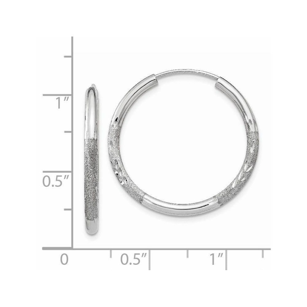 14K Weißgold 2mm Diamantiert Endlos Creolen