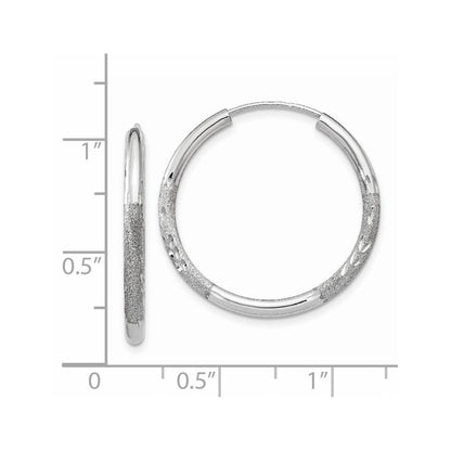 14K Weißgold 2mm Diamantiert Endlos Creolen