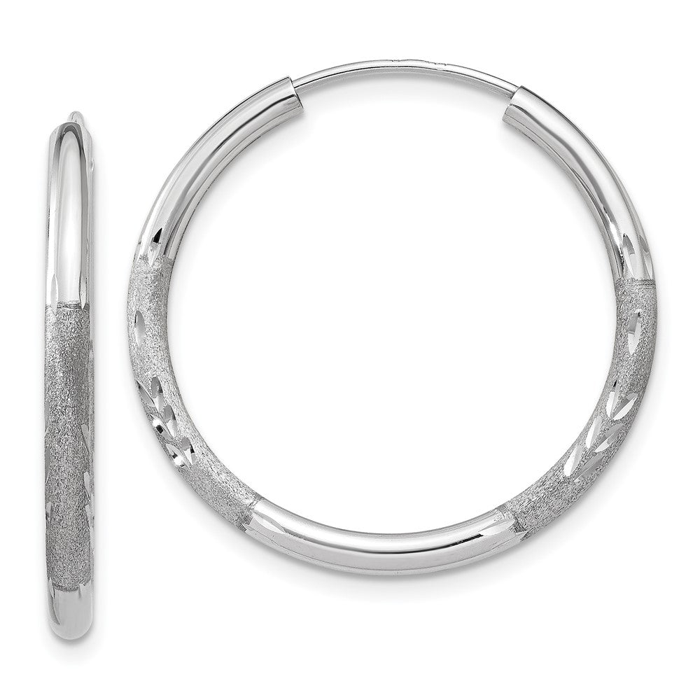 14K Weißgold 2mm Diamantiert Endlos Creolen