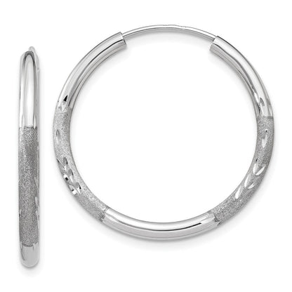 14K Weißgold 2mm Diamantiert Endlos Creolen