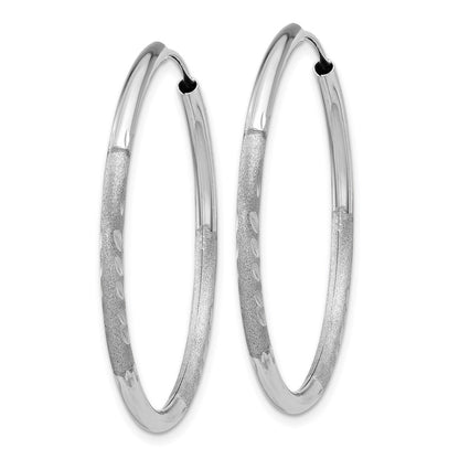 14K Weißgold 2mm Diamantiert Endlos Creolen