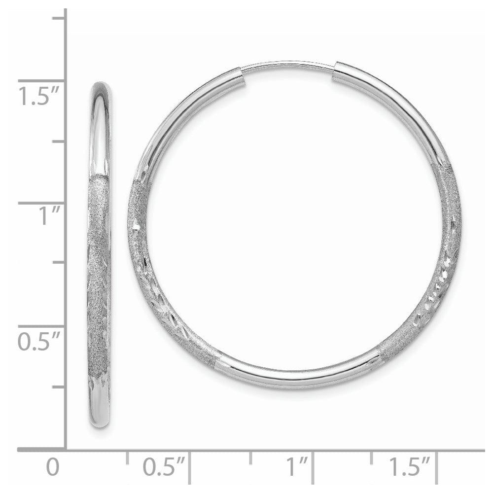 14K Weißgold 2mm Diamantiert Endlos Creolen