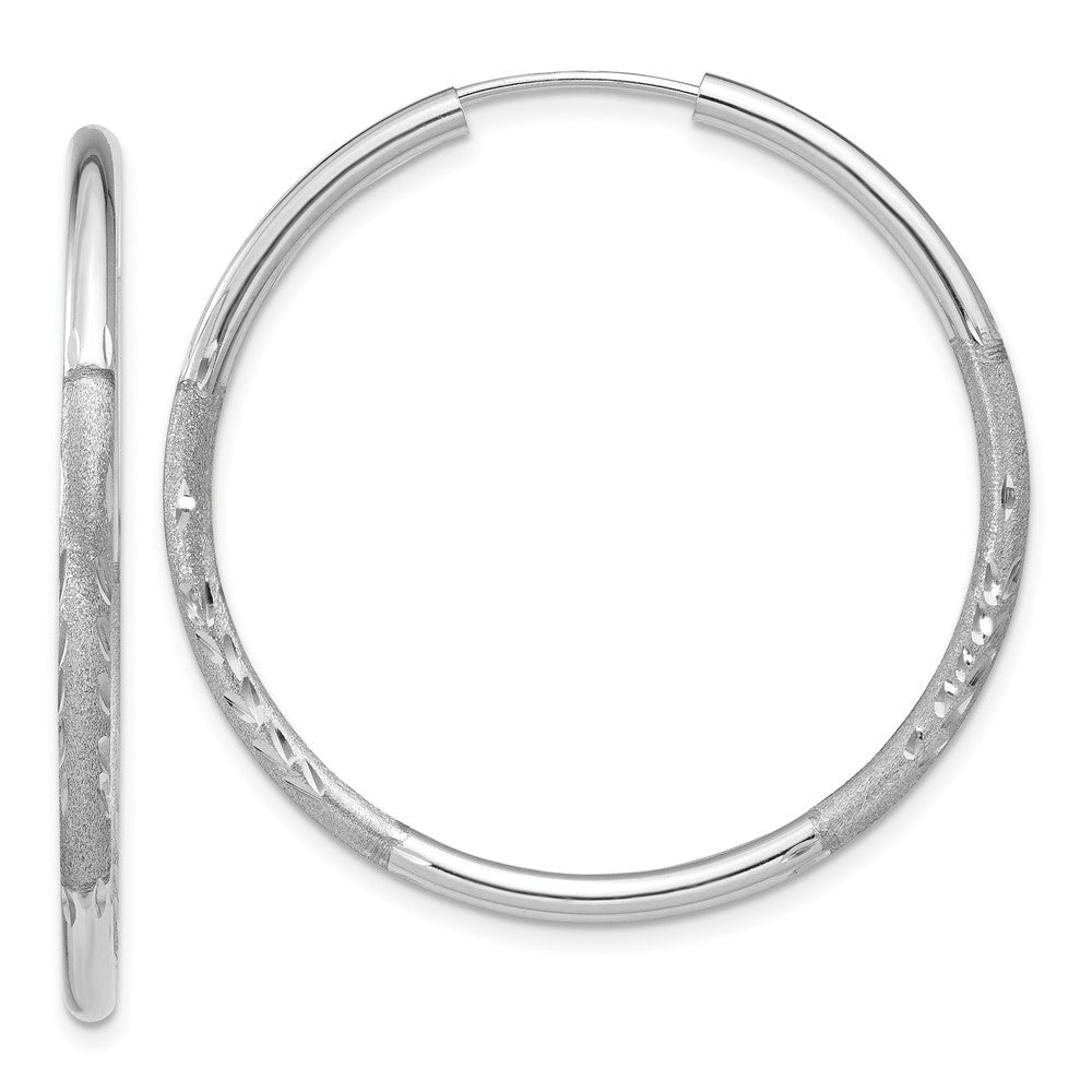 14K Weißgold 2mm Diamantiert Endlos Creolen