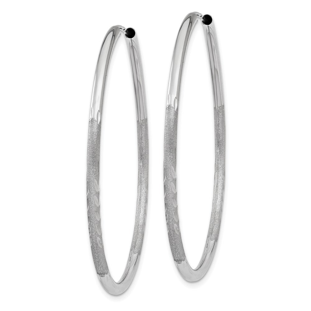 14K Weißgold 2mm Diamantiert Endlos Creolen