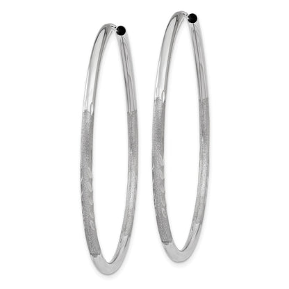 14K Weißgold 2mm Diamantiert Endlos Creolen