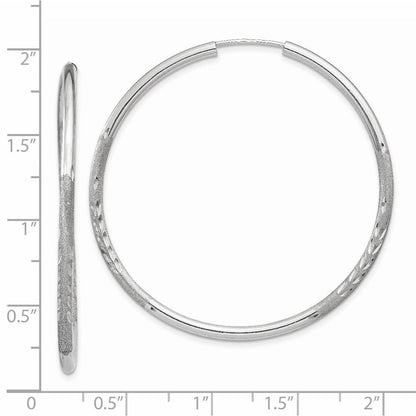 14K Weißgold 2mm Diamantiert Endlos Creolen