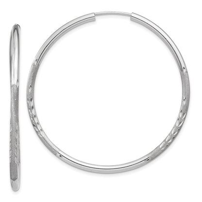 14K Weißgold 2mm Diamantiert Endlos Creolen
