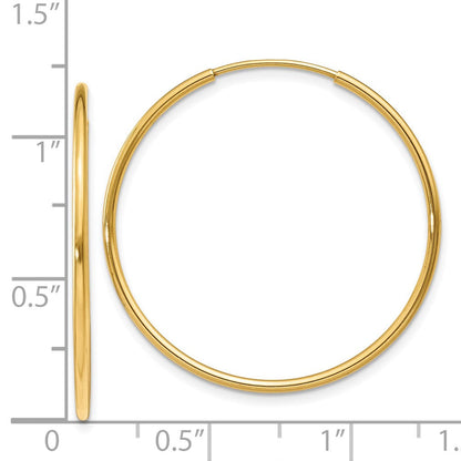 14K Gelbgold 1.25mm Endlos Creole Ohrring