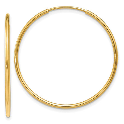 14K Gelbgold 1.25mm Endlos Creole Ohrring