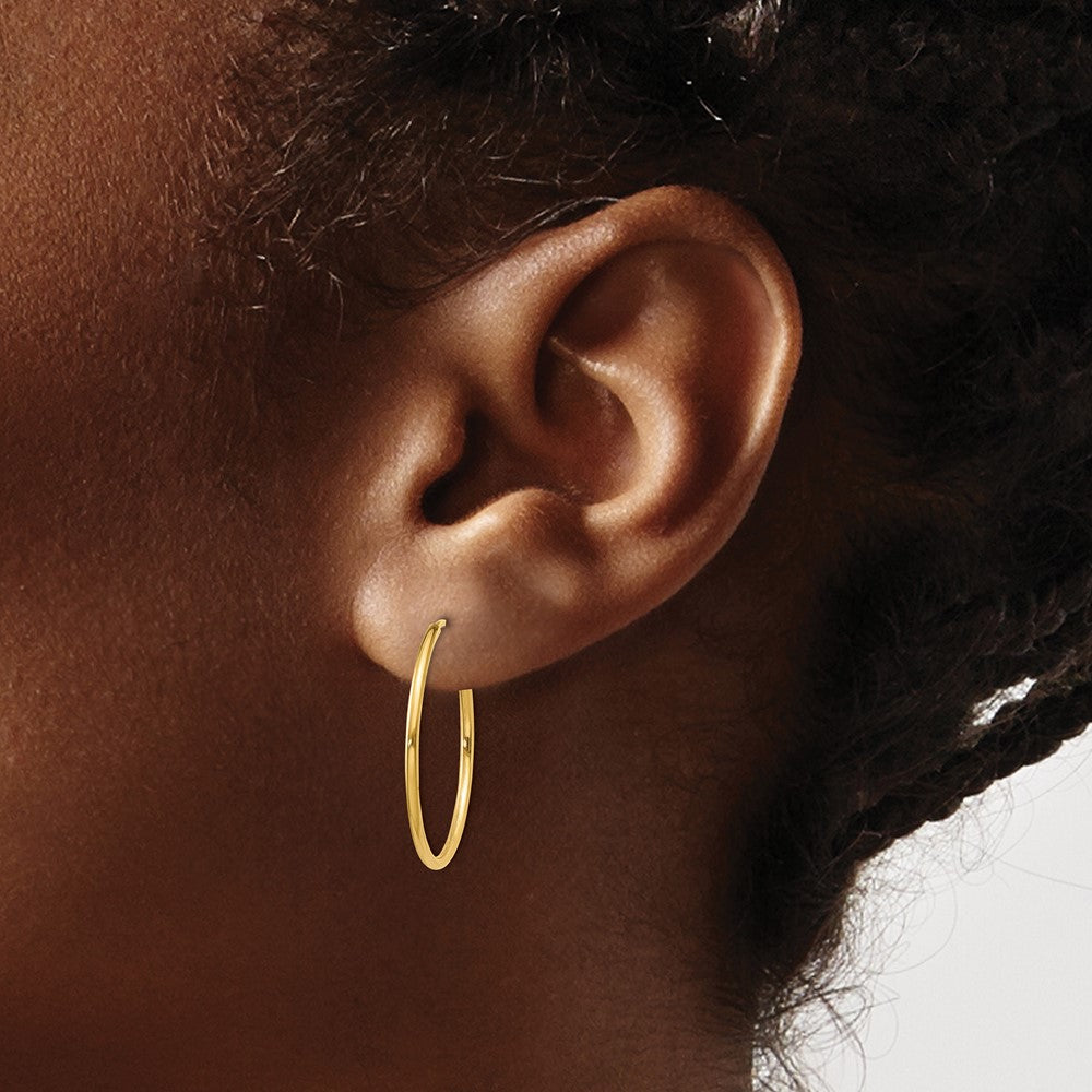 14K Gelbgold 1.25mm Endlos Creole Ohrring