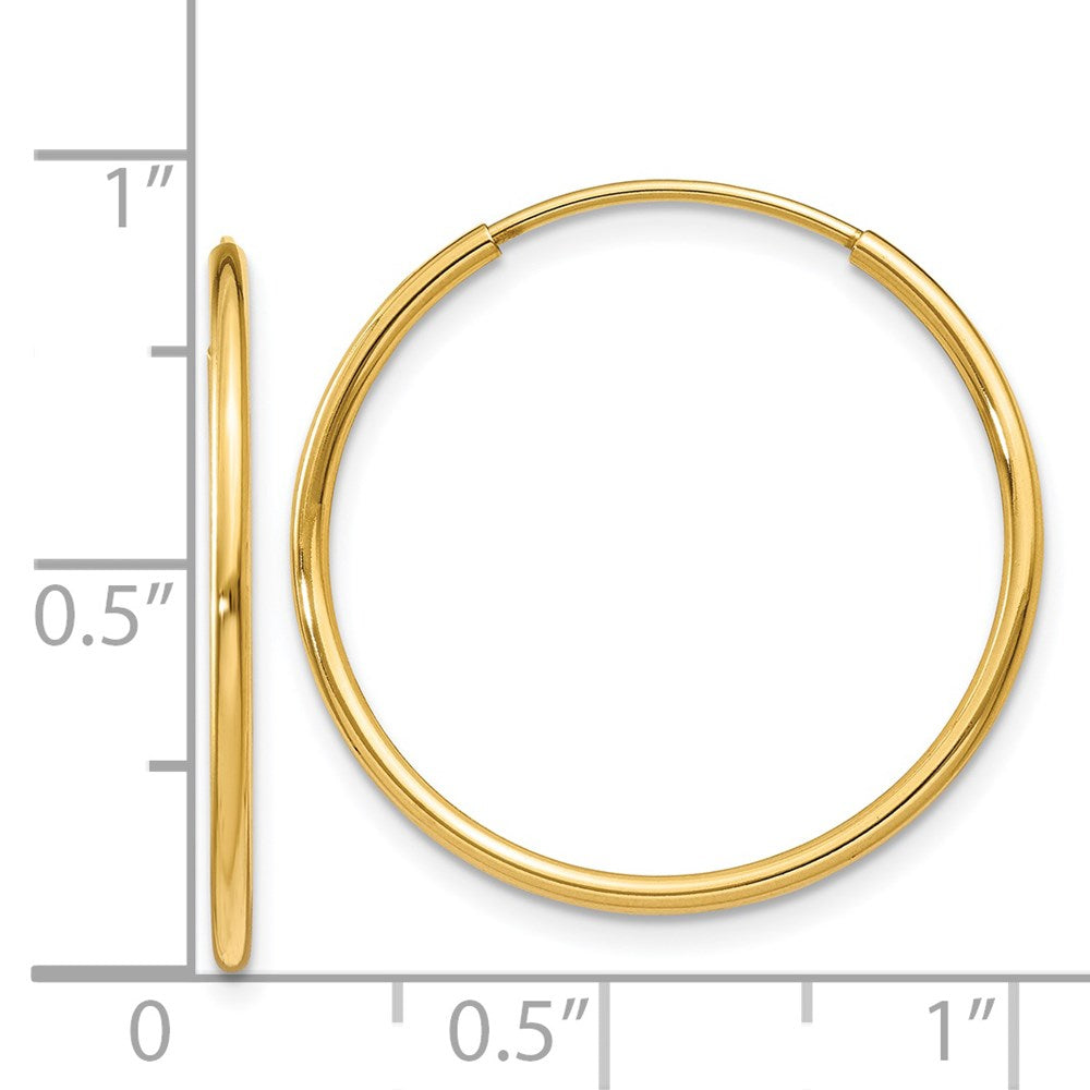 14K Gelbgold 1.25mm Endlos Creole Ohrring