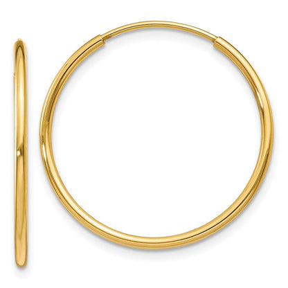14K Gelbgold 1.25mm Endlos Creole Ohrring