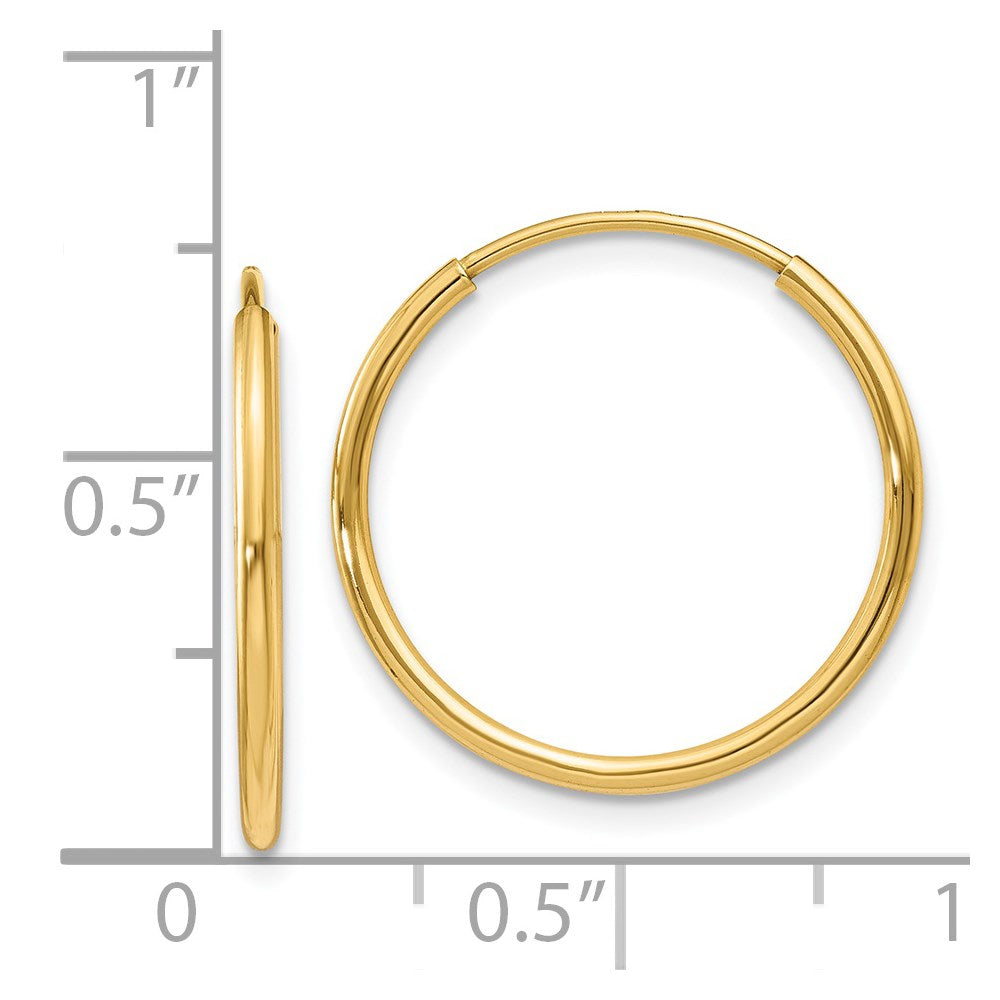 14K Gelbgold 1.25mm Endlos Creole Ohrring