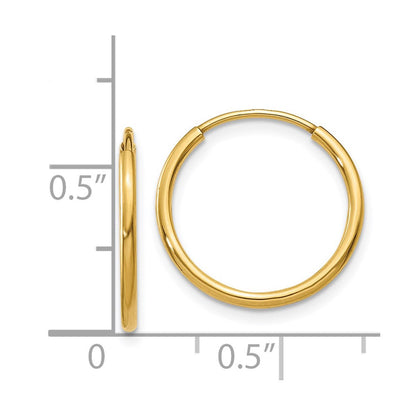 14K Gelbgold 1.25mm Endlos Creole Ohrring