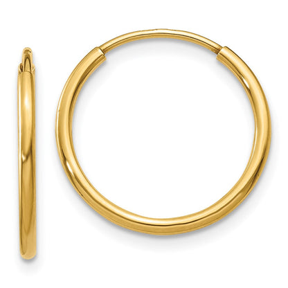 14K Gelbgold 1.25mm Endlos Creole Ohrring