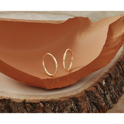 14K Gelbgold 1.25mm Endlos Creole Ohrring