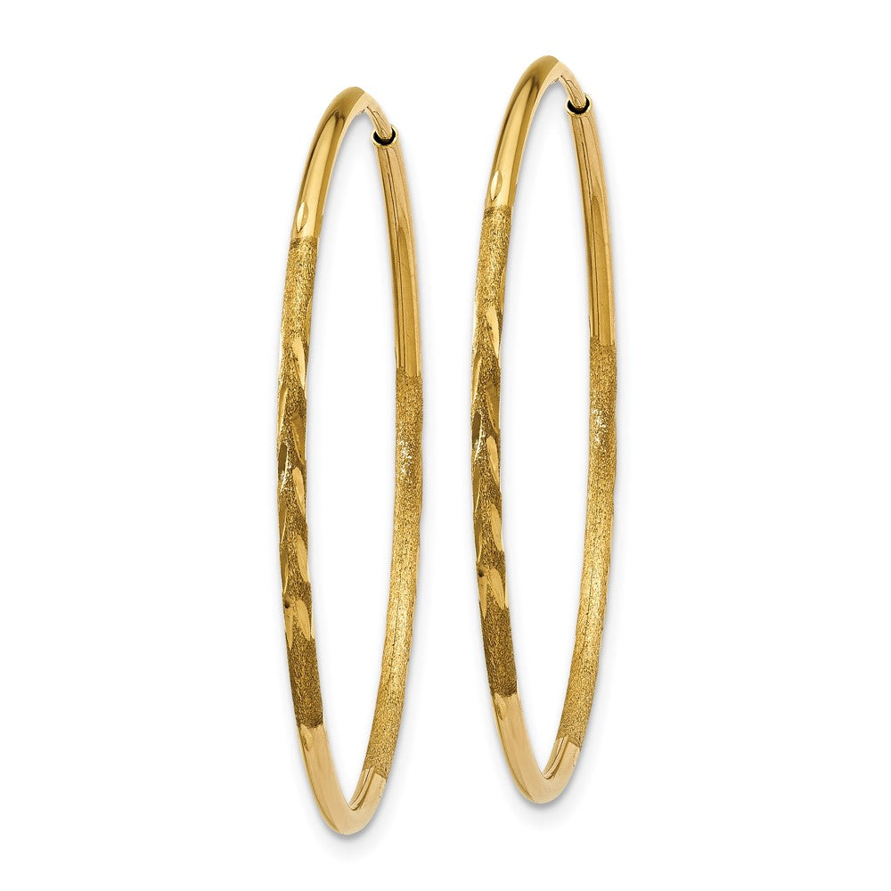 14K Gelbgold 1.25mm Diamantiert Endlos Creole Ohrring
