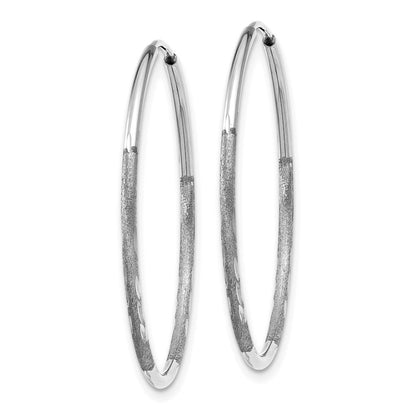 14K Weißgold 1.20mm Diamantiert Endlos Creole Ohrring
