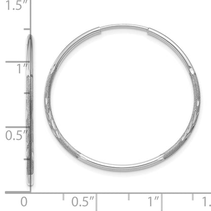 14K Weißgold 1.20mm Diamantiert Endlos Creole Ohrring