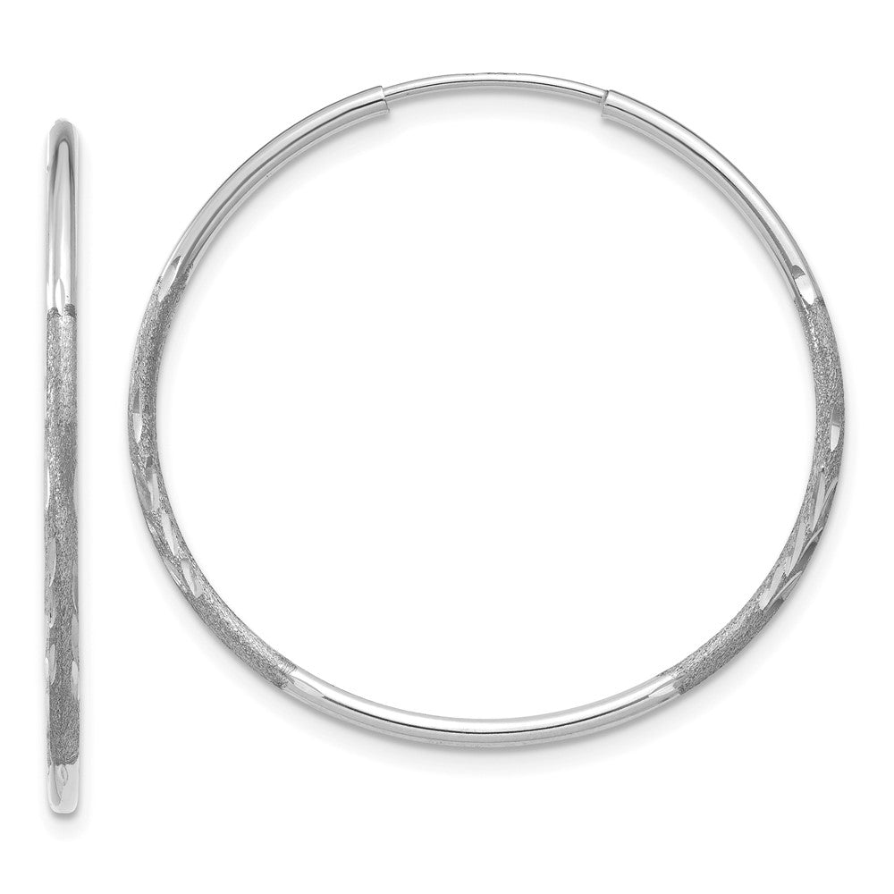 14K Weißgold 1.20mm Diamantiert Endlos Creole Ohrring