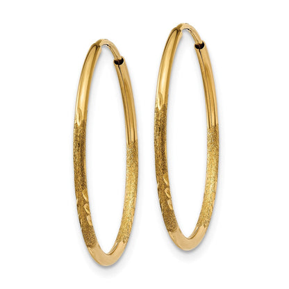 14K Gelbgold 1.25mm Diamantiert Endlos Creole Ohrring