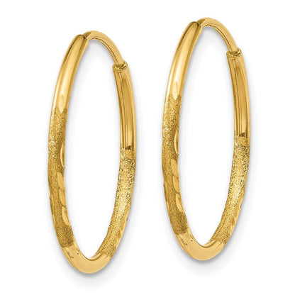 14K Gelbgold 1.25mm Diamantiert Endlos Creole Ohrring
