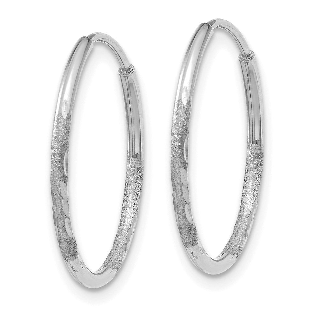 14K Weißgold 1.20mm Diamantiert Endlos Creole Ohrring