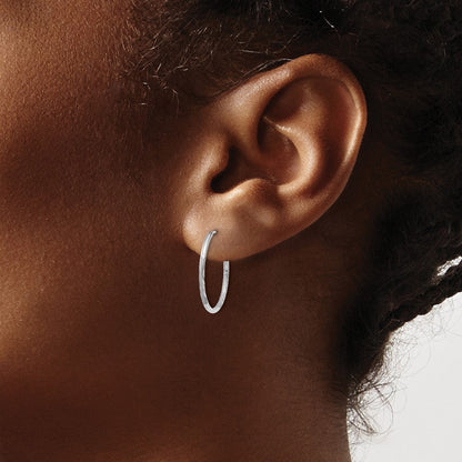 14K Weißgold 1.20mm Diamantiert Endlos Creole Ohrring