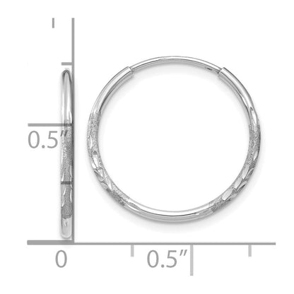 14K Weißgold 1.20mm Diamantiert Endlos Creole Ohrring