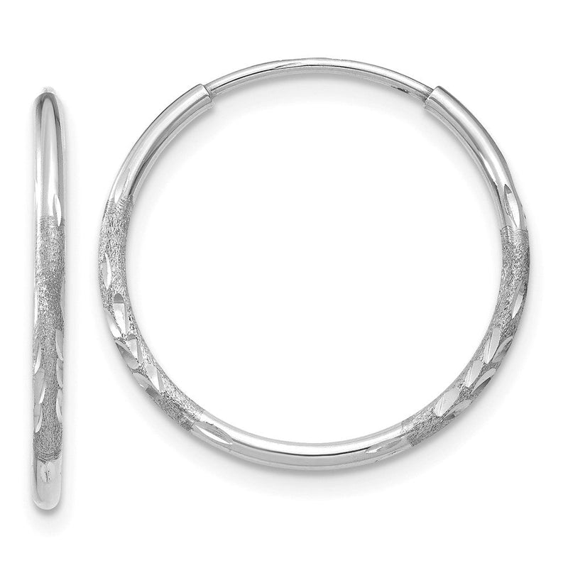 14K Weißgold 1.20mm Diamantiert Endlos Creole Ohrring
