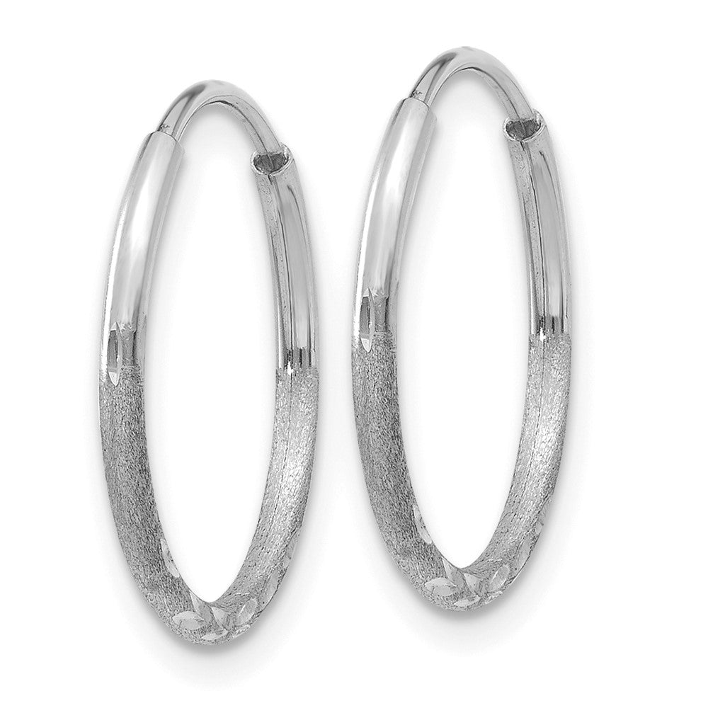 14K Weißgold 1.20mm Diamantiert Endlos Creole Ohrring