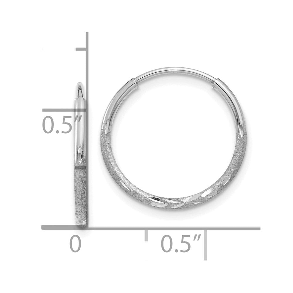 14K Weißgold 1.20mm Diamantiert Endlos Creole Ohrring
