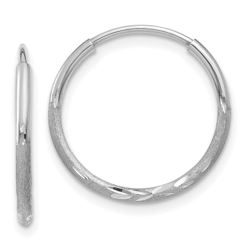 14K Weißgold 1.20mm Diamantiert Endlos Creole Ohrring