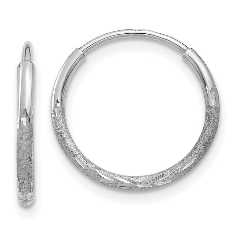 14K Weißgold 1.20mm Diamantiert Endlos Creole Ohrring