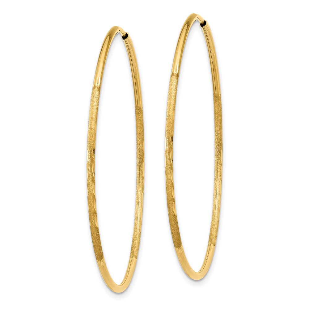 14K Gelbgold 1.25mm Diamantiert Endlos Creole Ohrring