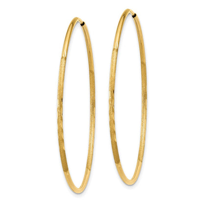 14K Gelbgold 1.25mm Diamantiert Endlos Creole Ohrring