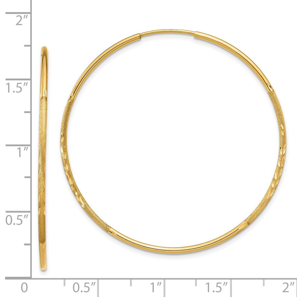 14K Gelbgold 1.25mm Diamantiert Endlos Creole Ohrring
