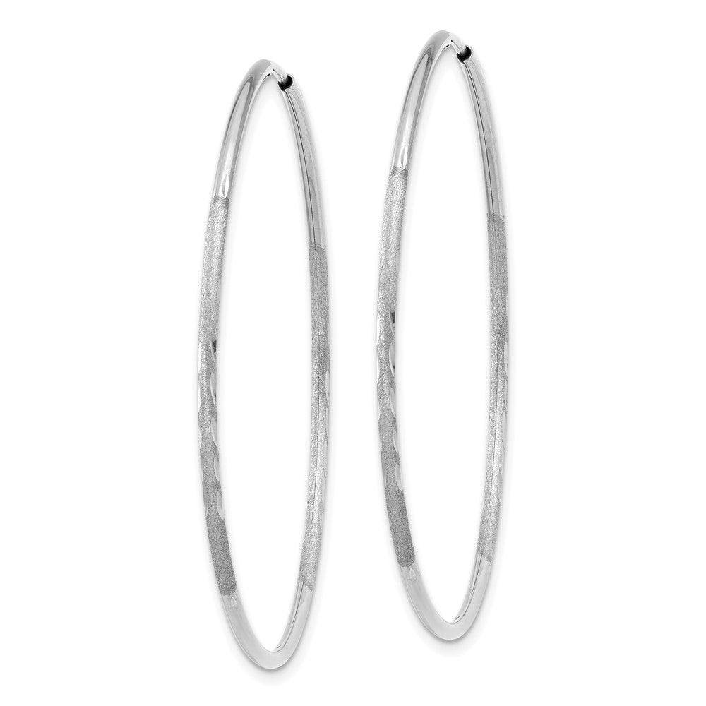 14K Weißgold 1.20mm Diamantiert Endlos Creole Ohrring