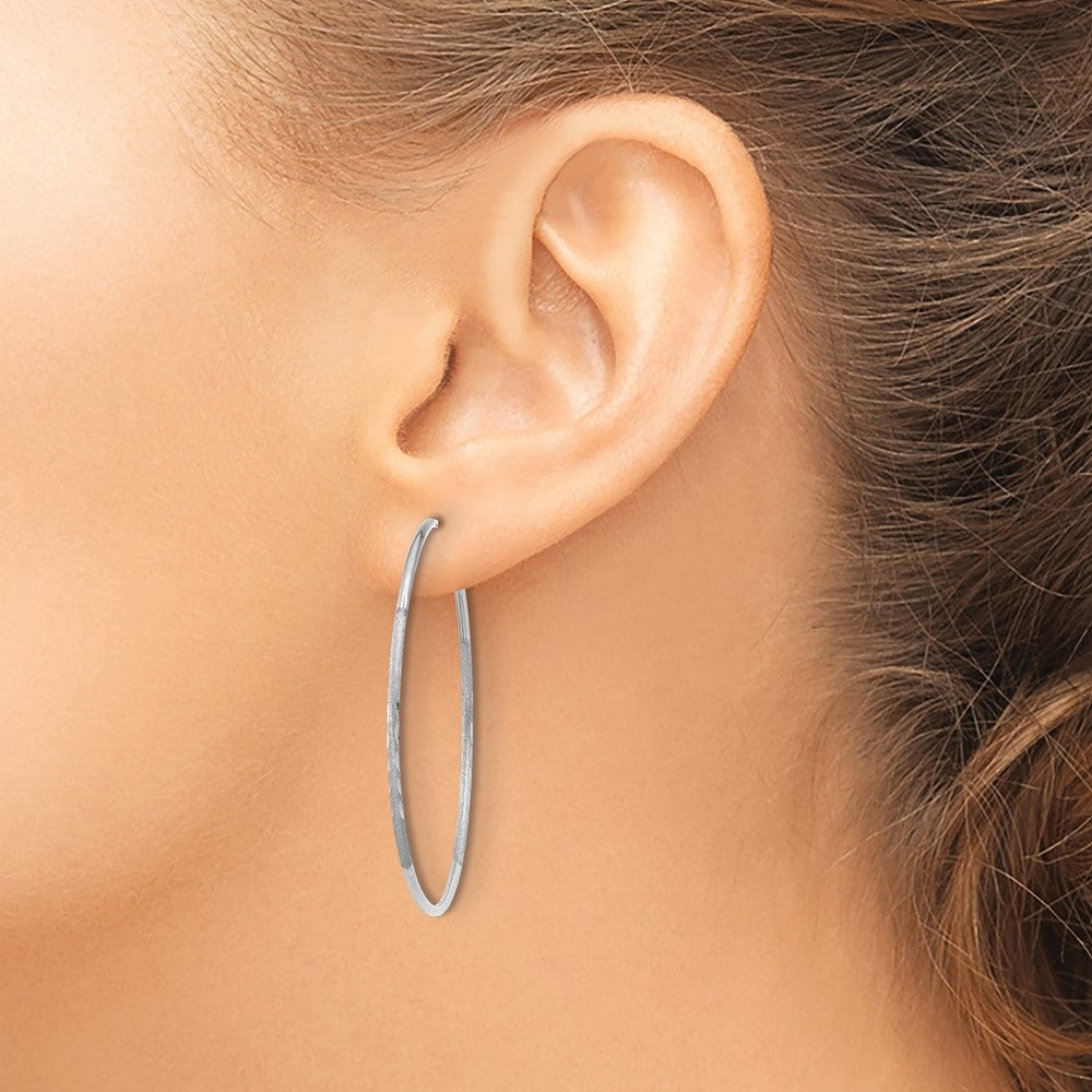 14K Weißgold 1.20mm Diamantiert Endlos Creole Ohrring