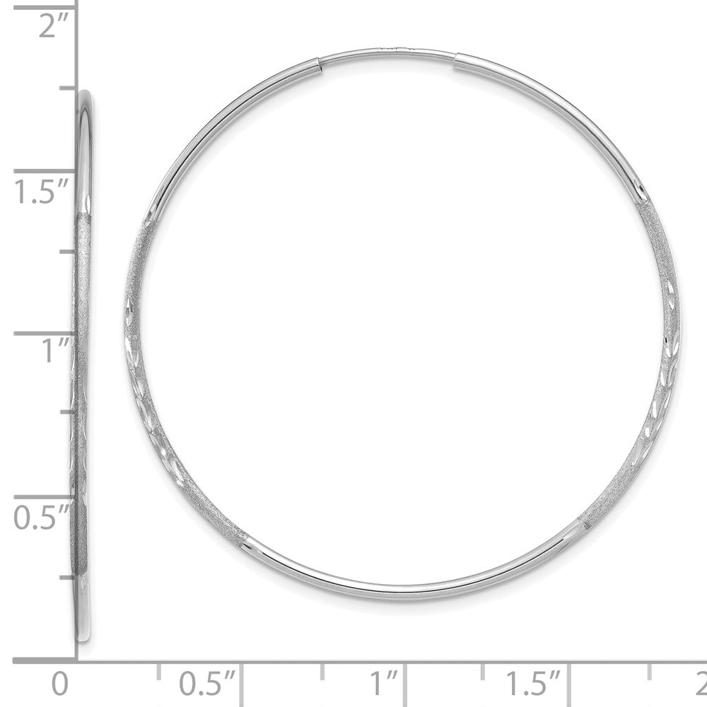 14K Weißgold 1.20mm Diamantiert Endlos Creole Ohrring