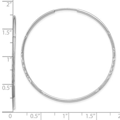 14K Weißgold 1.20mm Diamantiert Endlos Creole Ohrring