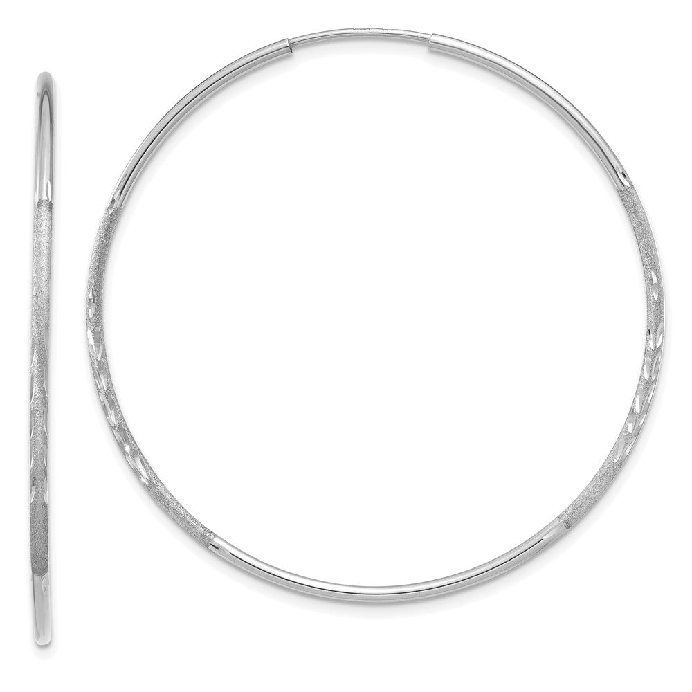 14K Weißgold 1.20mm Diamantiert Endlos Creole Ohrring